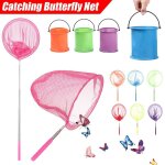 Filet de pche tlescopique extensible pour enfants, pige a papillons, etang de mer, 2. 8 pieds de long ...