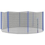 Filet de scurit trampoline porte zipe Ø 366 cm 8 poteaux bleu noir