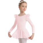 Filles ballet justaucorps pour la danse a manches courtes goutte d'eau dos creux mesh jupe justaucorps ...