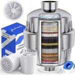 Filtre de douche avec turbine rotative a 37 etapes - adoucisseur d'eau douche avec 2 cartouches de filtre ...