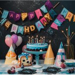 Finemark lot de 40 serviettes d'anniversaire en papier pelliculé, noires, 33 x 33 cm, pour décoration ... Finemark lot de 40 serviettes d'anniversaire en papier pelliculé, noires, 33 x 33 cm, pour décoration ...
