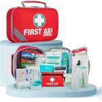 First aid kit (215 pieces) + bonus 43 piece mini first aid kit for home, car, camping, office, boating ...