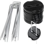 Fixing pegs, anchor pegs, fence stakes, staples for mulching fabric, 50 garden stakes with 50 washers, ...