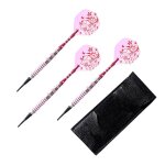 Fl�chettes professionnelles en fer avec sac en cuir, pi�ces / ensemble fleur rose 17 grammes, fl�chettes ...