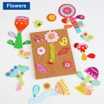 Fleurs - jeu de marteau et clous, planche de lige, ensemble de robinets d'art, pices en bois colores ...