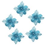 Fleur de poinsettia artificielle avec baies, 5 pices, dcoration de fleur de cerisier pour mariage, ...