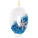 Flocon neige a paillettes bougies d'anniversaire chiffre, paillettes bleu blanc bougie d'anniversaire ...