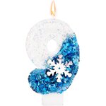 Flocon neige a paillettes bougies d'anniversaire chiffre, paillettes bleu blanc bougie d'anniversaire ...
