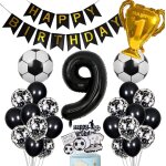 Football ballon 9me anniversaire ballon hlium noir 9me anniversaire garon gteau topper football ...