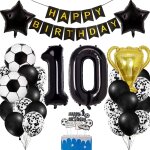 Football ballon anniversaire 10 ans, deco foot anniversaire noir, ballon de football aluminium dcoration ...
