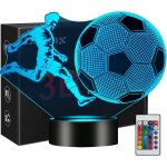 Football enfants veilleuse, cadeau gar�ons lampe illusion 3d ballon de foot led lumi�re, 16 couleurs ...