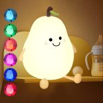 Forme poire cr�ative veilleuse enfant, 7 couleurs led veilleuse b�b� lampe en silicone avec fonction ...