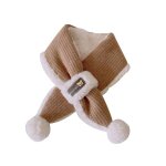 Foulard pour enfants, mignon, chaud et doux, tricot, col crois, cache - cou avec boules en peluche, ...