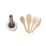 Fourchettes de cuisine en bois, ensemble de pots de fouet en mtal, simulation de cuisine, jouets miniatures ...