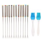 Fourchettes  fondue de 24cm, btonnets  fondue portatifs en acier inoxydable avec poigne rsistante ...