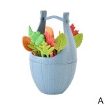 Fourchette a fruits en bois, seau en forme de feuille, ustensiles de cuisine d�cor forme de d�sert snack ...