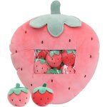 Fraises mignon snack oreiller animaux en peluche jouets pudding d�coratif amovible kitty chat poup�es ...