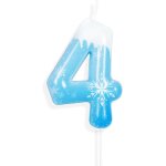 Frozen bougies flocon anniversaire 4, blanches et bleu de neige paillettes bougie chiffre, bougie d'anniversai ...