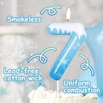 Frozen bougies flocon anniversaire 4, blanches et bleu de neige paillettes bougie chiffre, bougie d'anniversai ...
