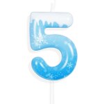 Frozen bougies flocon anniversaire 5, blanches et bleu de neige paillettes bougie chiffre, bougie d'anniversai ...