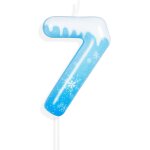Frozen bougies flocon anniversaire 7, blanches et bleu de neige paillettes bougie chiffre, bougie d'anniversai ...