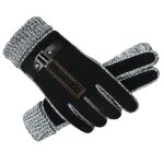 Gants chauds pour hommes, en daim, en cuir, pour moto, epais, tricot�s, hiver 2021