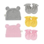 Gants en coton anti - rayures pour b�b�s, ensemble de chapeaux pour nouveau - n�, mitaines, bonnets qx2d ...