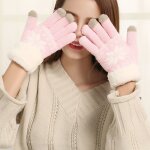 Gants d'hiver en cachemire epais a deux couches pour femmes, motif tricot flocon de neige, gants de ...