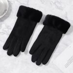 Gants d'hiver en daim pour femmes, gants chauds pour le sport en plein air et la conduite, avec fourrure ...
