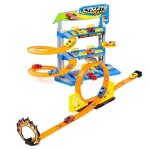 Garage a jouets pour voitures miniatures - molto - 3 etages - 1 looping - 2 voitures a friction incluses ...