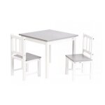 Geuther meubles d activite en hevea 2 chaises et une table couleur blanc naturel