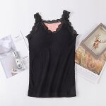 Gilet avec bretelles elastiques pour femmes, sous - vtements thermiques en peluche, haut chaud sans ...