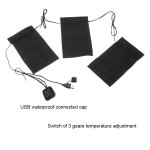 Gilet chauffant en tissu electrique, coussin chauffant usb, un c�ble avec trois morceaux de tissu, equipement ...