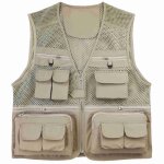Gilet de pche respirant en maille pour voyage, avec poches zippes, gilet de travail d't pour activits ...