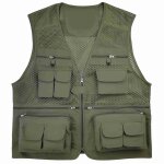 Gilet de pche respirant en maille pour voyage, avec poches zippes, gilet de travail d't pour activits ...