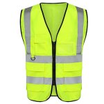 Gilet rflchissant multi - poches vtements rflchissants gilet jaune fluorescent pour l'quitation ...