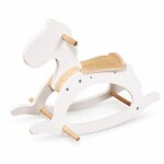 Ginger home cheval � bascule enfant en bois blanc - jouet montessori, bois massif, 70 x 20 x 47 cm
