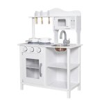 Ginger home � cuisine en bois pour enfants avec accessoires, portes et boutons, blanc, 58, 5�29, 5�85 ...