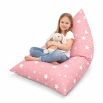 Ginger home little stars pouf enfant convertible en transat, 100% coton, rose a etoiles, 127x81x76 cm ...
