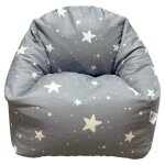 Ginger home little stars pouf fauteuil enfant, 100% coton, gris a etoiles, 55x44x55 cm