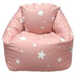 Ginger home little stars pouf fauteuil enfant, 100% coton, rose a etoiles, 55x44x55 cm
