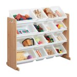 Ginger home ¿ organiseur jouets enfant avec 16 bacs (4 grands + 12 petits), structure mdf / m�tal, bois ...