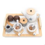 Ginger home ¿ service � th� et caf� en bois pour enfants avec accessoires, blanc / gris, plateau 26x20 ...