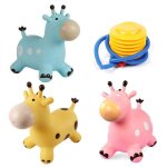 Girafe sauteuse gonflable pour enfants et tout - petits, jouets animaux avec pompe