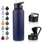 Gjfty - bouteille d'eau en acier inoxydable - 1. 2l avec paille, anti - fuite, gazéifiée, bpa free gourde ... Gjfty - bouteille d'eau en acier inoxydable - 1. 2l avec paille, anti - fuite, gazéifiée, bpa free gourde ...