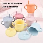 Gobelets en paille de qualité alimentaire pour enfants, avec poignée, gobelet d'eau en silicone anti ... Gobelets en paille de qualité alimentaire pour enfants, avec poignée, gobelet d'eau en silicone anti ...