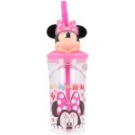 Gobelet a paille en verre disney figura 3d - rosa - 7. 5x23x7. 5 cm
