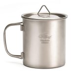 Gobelet pliant portable 450 / 550 / 750ml, gobelet d'eau en titane pur, peut etre brl, multifonctionnel, ...