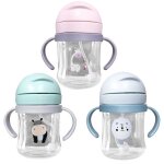 Gobelet portable pour b�b�, impression d'animal de dessin anim�, anti - fuite a 360 degr�s, boule a gravit�, ...