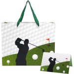 Golf sac cadeau d'anniversaire, thme golf sac d'emballage cadeau vert avec papier de soie et carte de ...